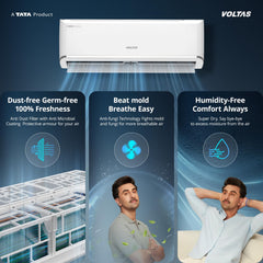 Voltas 1 ton 5 star,New star rated, Inverter Split AC (Copper, Convertible 5-in-1 Cooling Mode,2-Way Air Swing, Anti-dust Filter with Anti Microbial Coating,Auto Clean (125INV VECTRA ZEN SILVER,White)