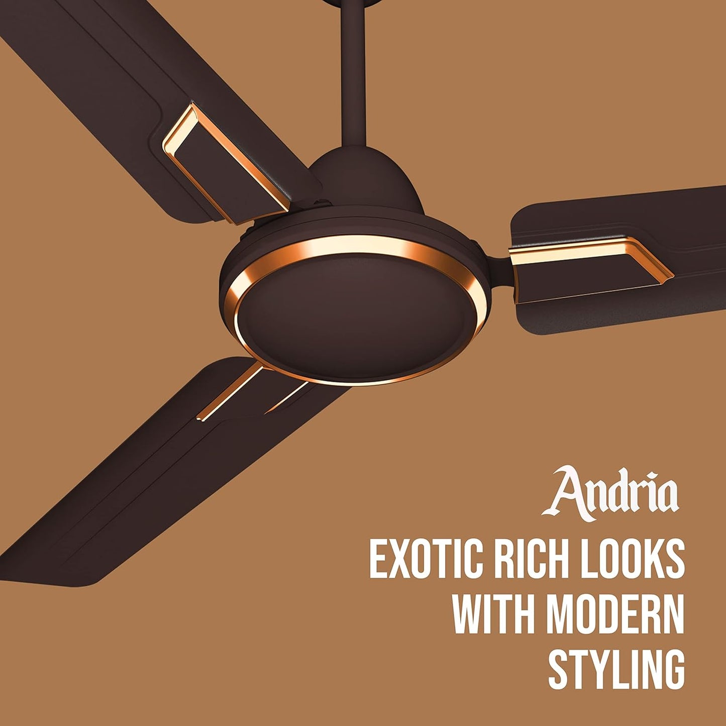 Havells Andria 1200mm Ceiling Fan | Dust Resistant | Ideal for Modern Interiors | Superior Air Delivery | Watt: 60W | 2 Years Manufacturer Warranty (Pack of 1, Espresso Brown)