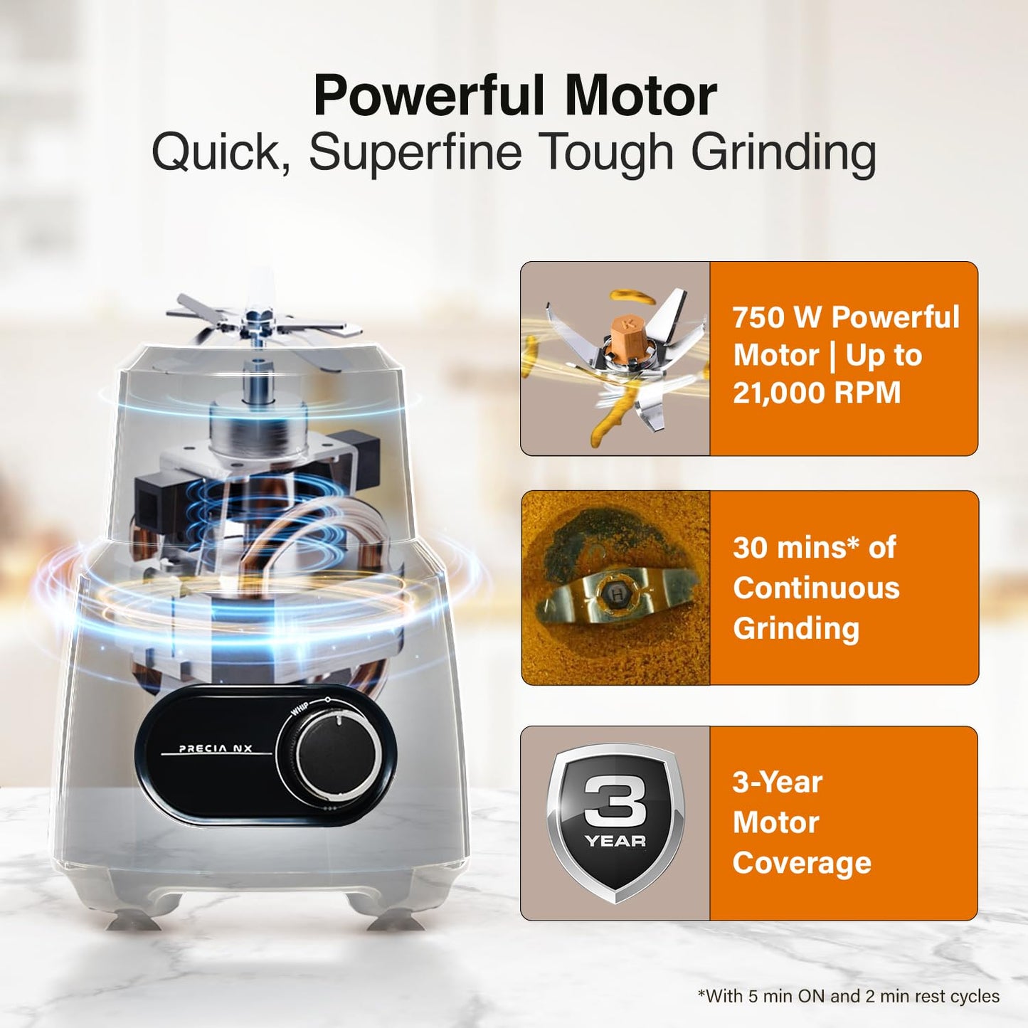 V-Guard Precia NX Juicer Mixer Grinder 750 W (New Launch) | 3-Year Motor Coverage | 4 Versatile Jars | Juicer, Large, Medium & Small | Compact ABS Body | SS Rust-Resistant Blades