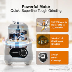V-Guard Precia NX Juicer Mixer Grinder 750 W (New Launch) | 3-Year Motor Coverage | 4 Versatile Jars | Juicer, Large, Medium & Small | Compact ABS Body | SS Rust-Resistant Blades