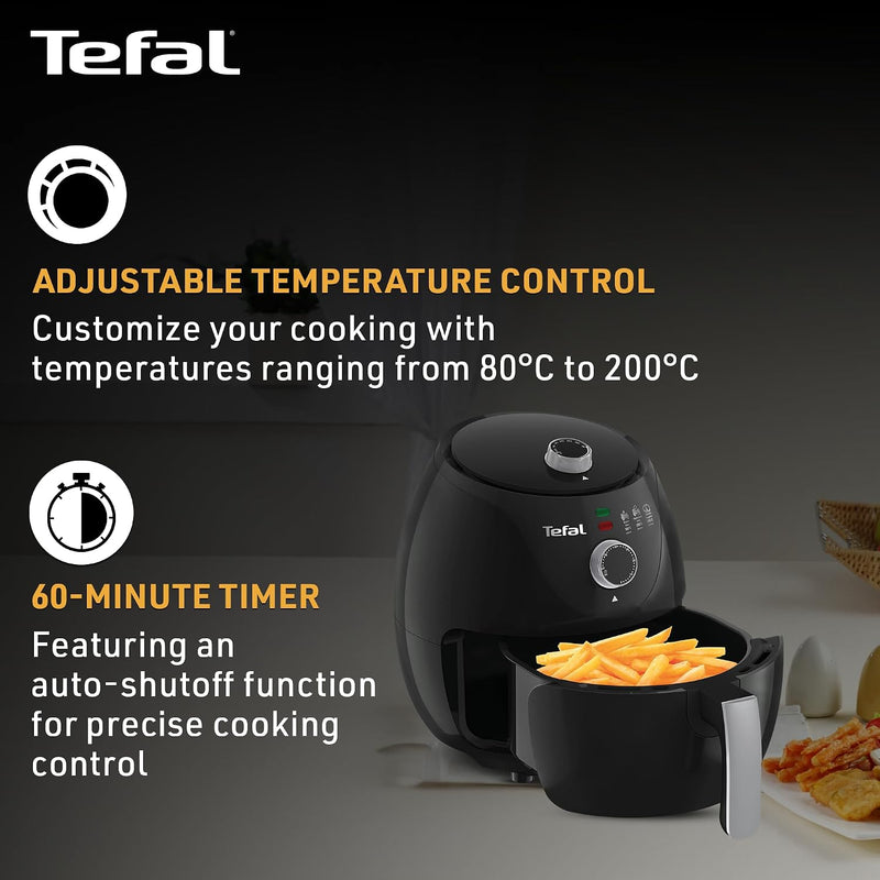 Tefal Easy Fry Air Fryer/Powerful 1200W / Customisable Temperature Control from 80°C to 200°C | 60-Minute Timer| 3.2 L | For Health-conscious Individuals | Multifunctional Cooking | 2 Year Warranty