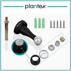 Plantex Stainless Steel 360 Degree 4 inch Door Magnet Stopper for Home/Office/Hotel Wall and Floor Mounted Soft-Catcher to Hold Wooden/Glass/PVC Door Stops - Pack of 2 (Black Finish)-6