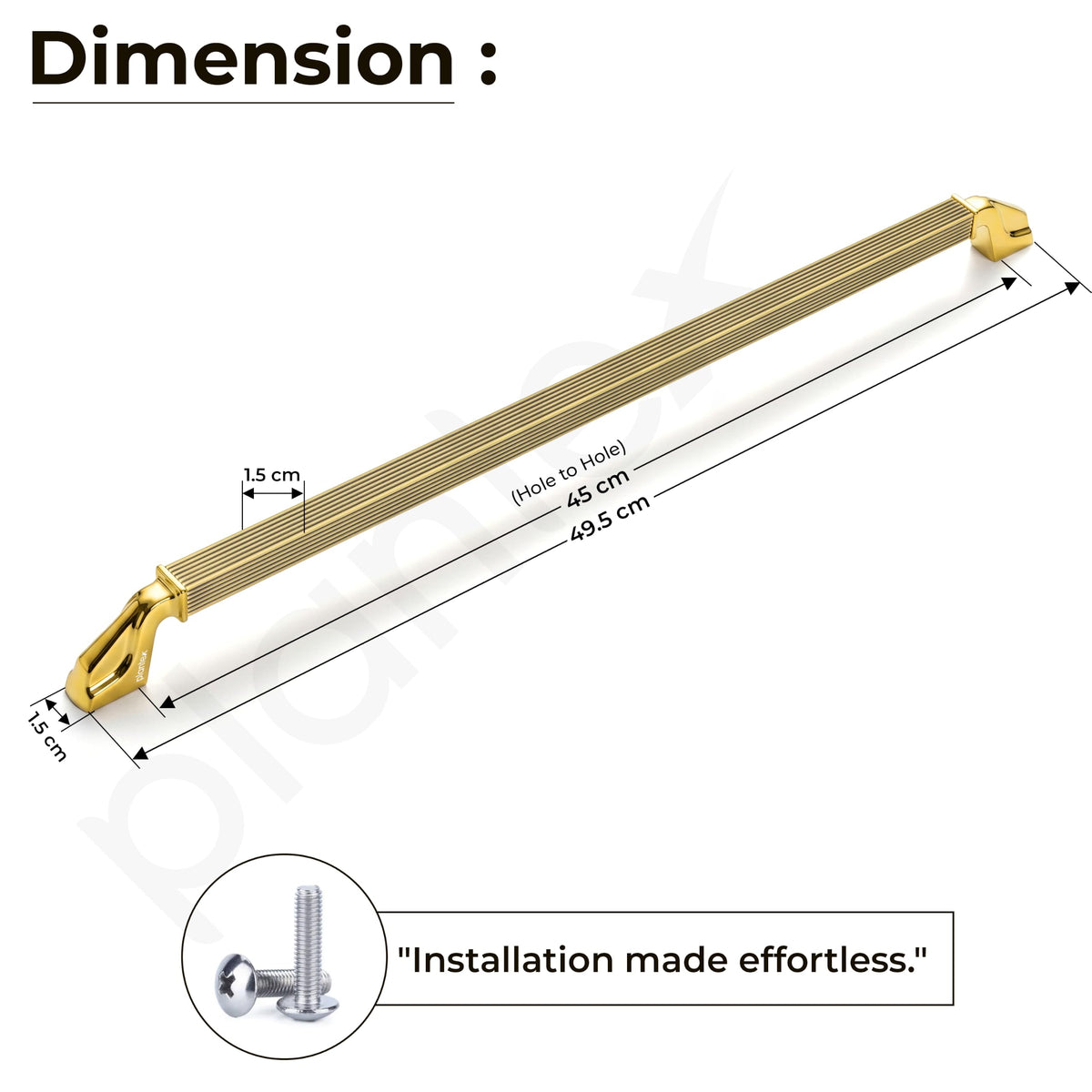 Plantex Aluminium Cabinet Handle/450mm Wardrobe Handle for Home/Cupboard Door Pull-Push Handles for Office - Pack of 1 (Brass Antique & Gold)-2