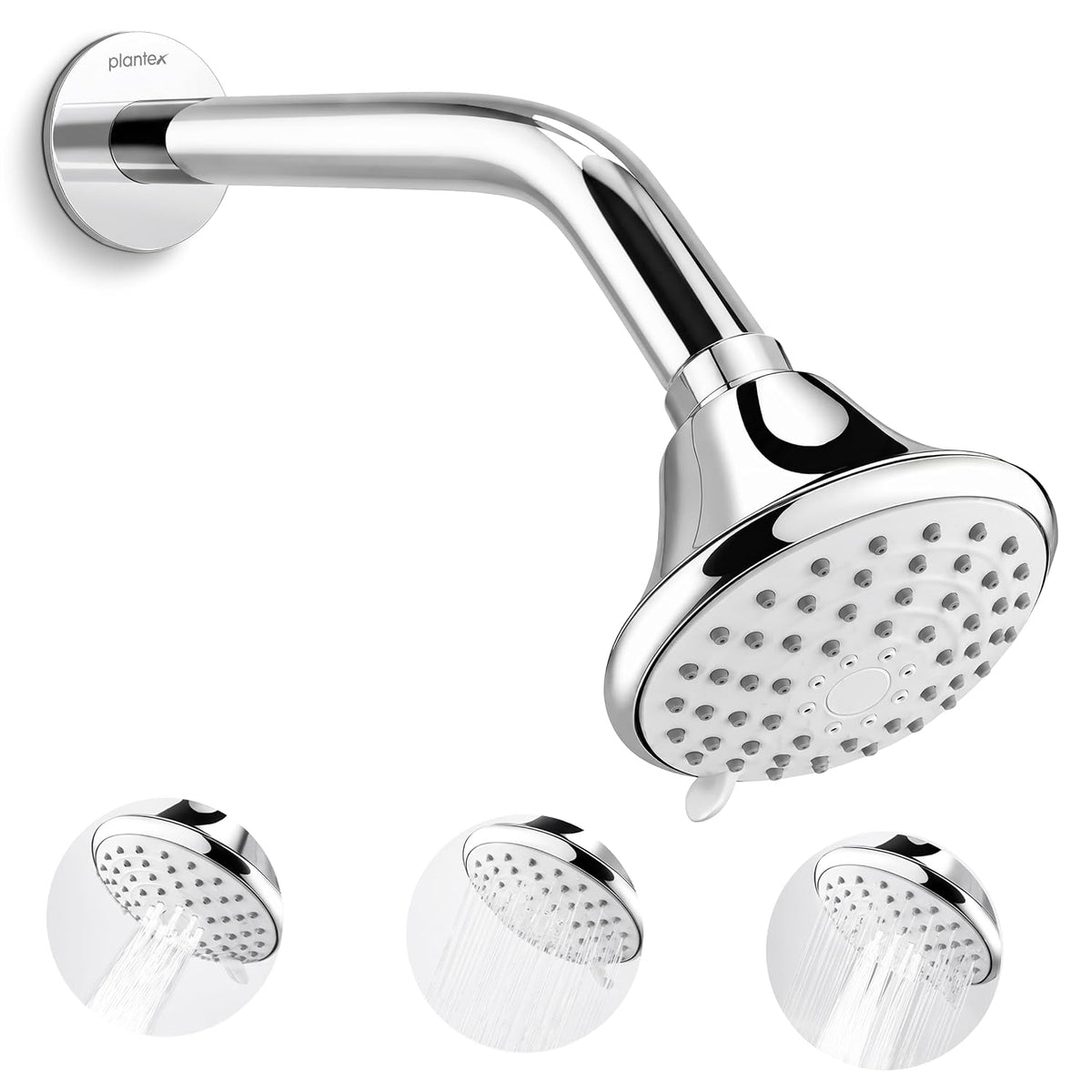 Plantex Shower Head for Bathroom with Shower Arm/Bathroom shower Combo-430B Strong ABS Combo/Shower for bathroom/Rain Shower/4 Inch Shower Head/9 Inch Shower Arm/Adjustable Head-1