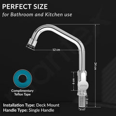 Plantex Pure Brass Single Lever Kitchen Taps for Home Sink/Kitchen Tap with Water Saving Nozzle for Sink Tap with 7 Year Warranty -(FLO-812-Mirror-Chrome)-4
