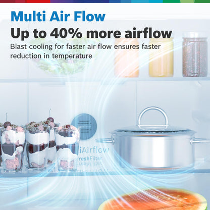 BOSCH MaxFlex Convert 302 L 3 Star Inverter Frost Free Triple Door Refrigerator (CMC33K03NI, 8-in-1 Convertible, UV Protected Body Shield, VitaFresh Technology, Adaptive UI, Sparkly Steel)