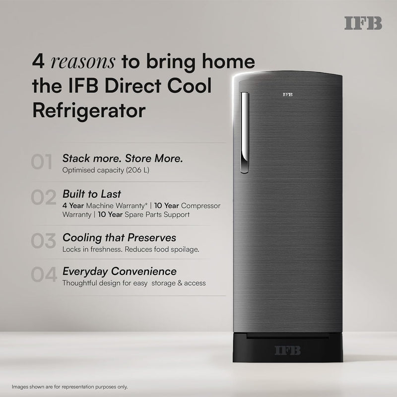 IFB 206L 5 Star Advanced Inverter Direct-Cool Single Door Refrigerator with 30 Hrs Cooling Retention, Big Vegetable Box, 4 Year Super Warranty & Base (IFBDC-232EYOSED)-3