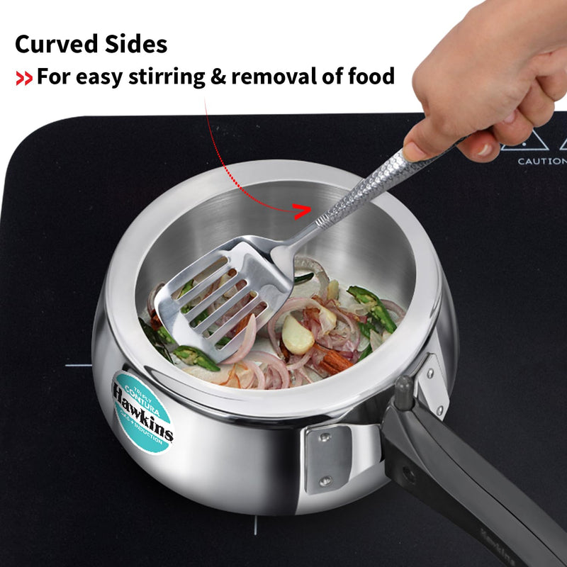 Hawkins 1.5 Litre Triply Contura Induction Pressure Cooker, Triply Stainless Steel, Contura shaped, Silver (SSTCO15)