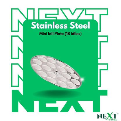 Next Future 5-Star Stainless Steel Mini Idli Plates set of 6 | Mini Idli Stand | Mini Idli Maker Stand with 108 Idli Kulis, High Polish with Rod Picker Handle (6 Plates)