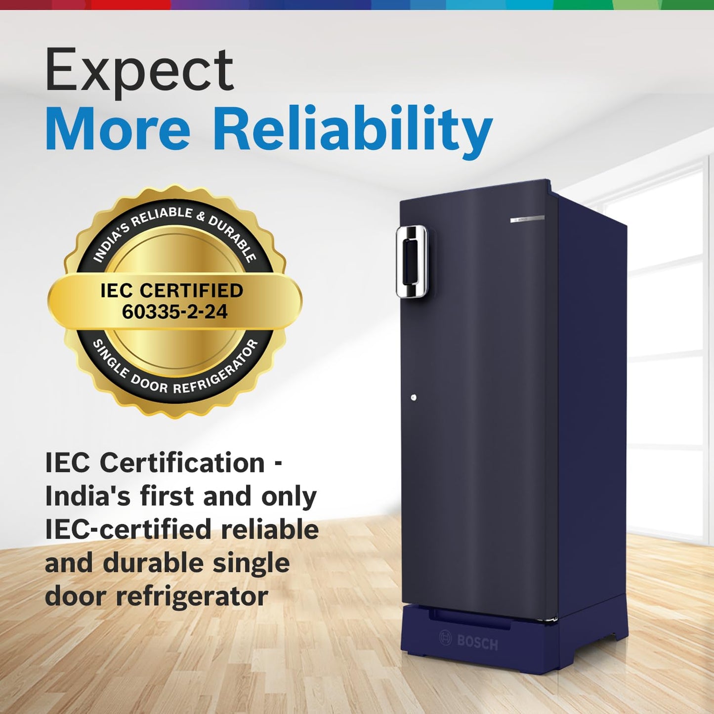 Bosch 226 L, 4 Star, Single Door Direct Cool Refrigerator with Pedestal Storage (CST22U14PI, 2.5X Faster Cooling, Cool Bottle Zone, 18 Hour Cooling Retention, Dark Lake)