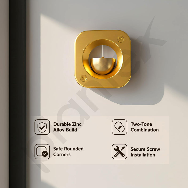 Plantex Dopamine Door Bell for Home/Square Door Chime with Brass Bell/Temple & Meditation Bell for Positive Energy & Home Decor - Pack of 1 (DTK-292 - Gold)-2