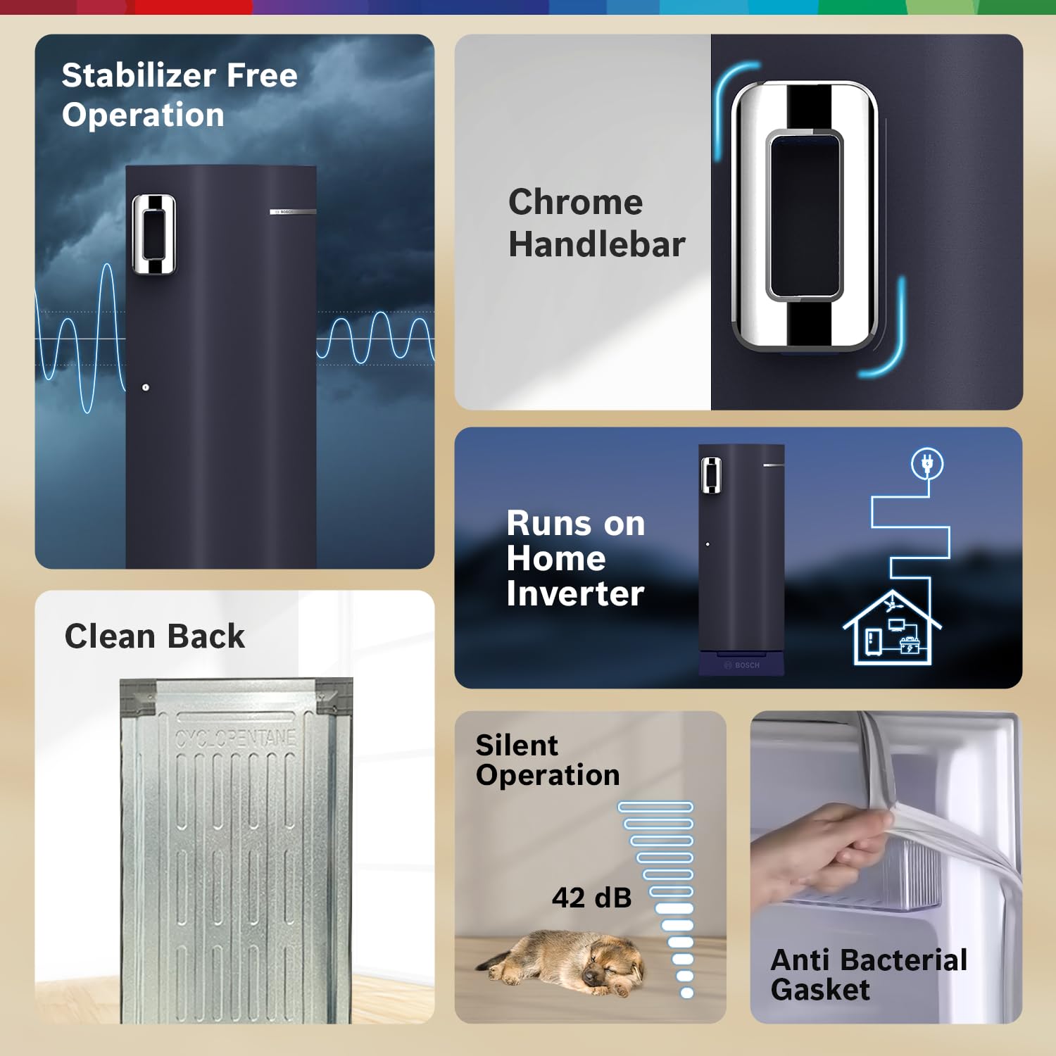 Bosch 226 L, 4 Star, Single Door Direct Cool Refrigerator with Pedestal Storage (CST22U14PI, 2.5X Faster Cooling, Cool Bottle Zone, 18 Hour Cooling Retention, Dark Lake)