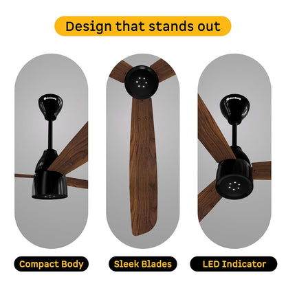 atomberg Renesa Enzel 1200mm BLDC Ceiling Fan with Remote Control | BEE 5 star Rated Energy Efficient Fan | High Air Delivery with LED Indicators| 3 Year Warranty (Dark Walnut)