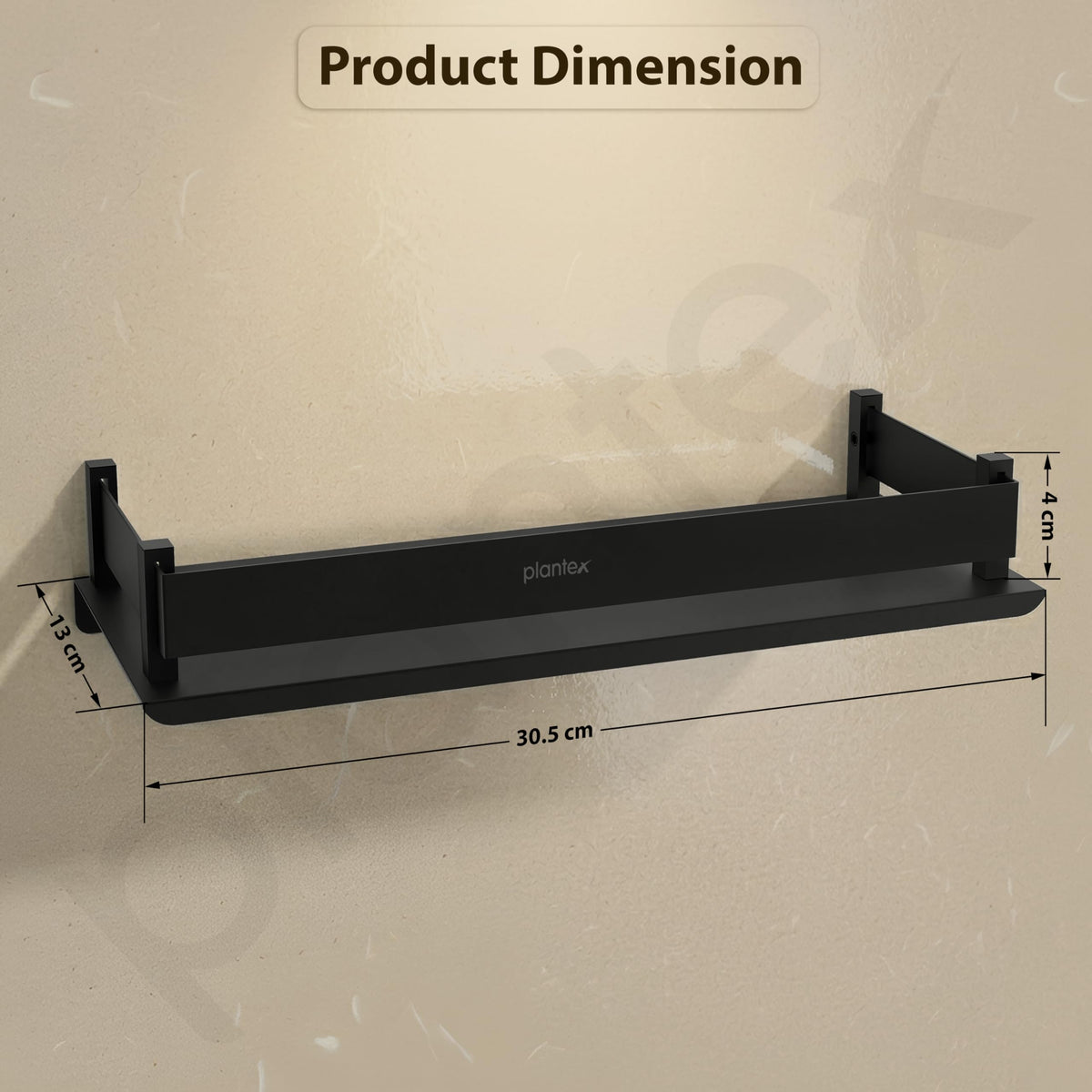Plantex Stainless Steel Bathroom Shelf/Rack/Bathroom Organizer with Drill/Kitchen Storage Shelf/Wall Mounted Washroom Accessories (Matt Black - 12x5 inches)-5