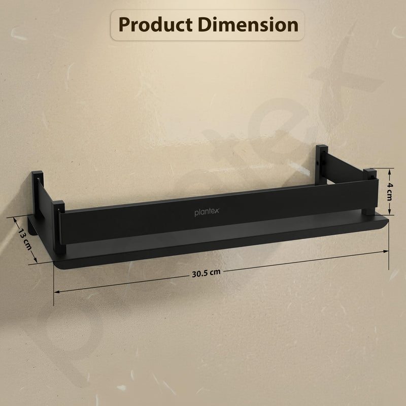 Plantex Stainless Steel Bathroom Shelf/Rack/Bathroom Organizer with Drill/Kitchen Storage Shelf/Wall Mounted Washroom Accessories (Matt Black - 12x5 inches)-5