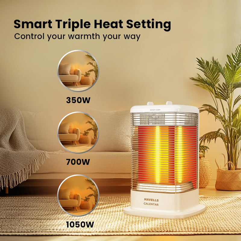 Havells Calenter 1050 Watt Room Heater With 3 Carbon Heating Tube (GHRGHCNW105)-3