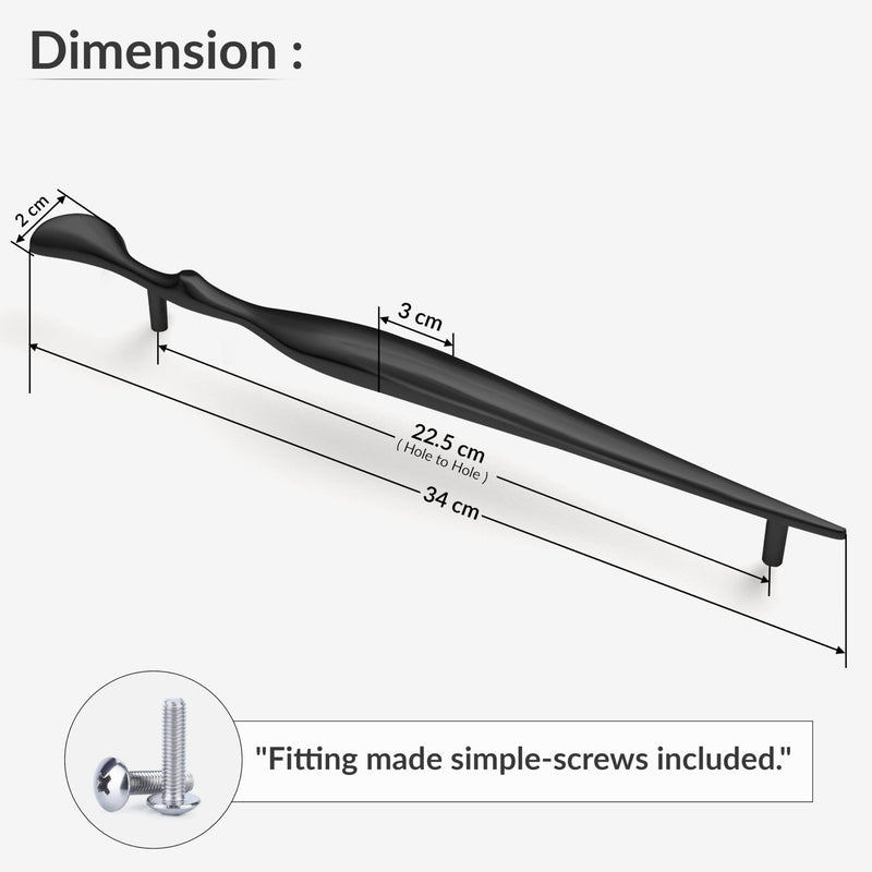 Plantex Cabinet Handle/224mm Handle for Cabinet/Furniture/Door Pull-Push Handle for Home/Office - Pack of 1 (Black) (Model APS-DTC-9136)-3