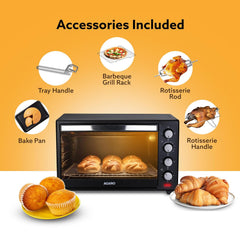 AGARO Marvel 48 Liters Oven Toaster Griller, Motorised Rotisserie and Convection Cake Baking OTG with 3 Heating Mode, (Black)