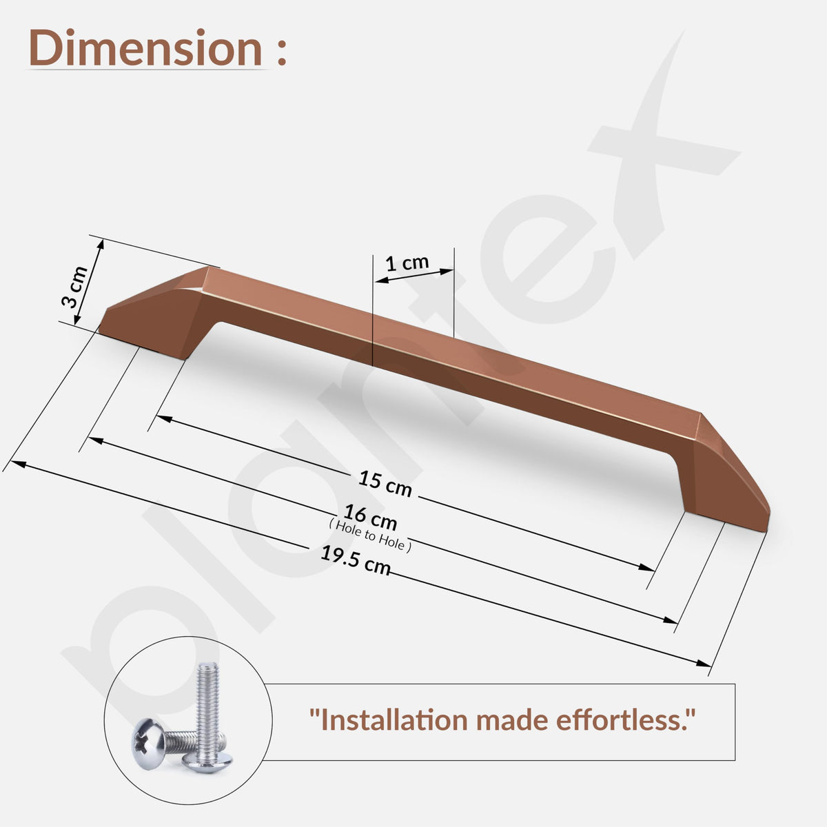 Plantex Cabinet Handle/Kitchen Cabinet Door Handle/Wardrobe/160 mm Cupboard Handle/Door Pull-Push Handle for Home/Office - Pack of 2 (Rose Gold) (Model APS-DTC-3780)-3