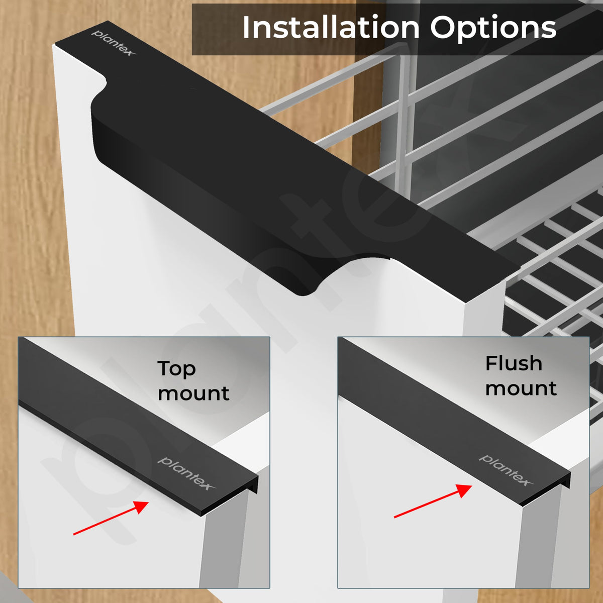 Plantex Profile Handle for Kitchen Cabinet/6 Inch Aluminium Drawer Profile Handle/Wardrobe Pull Handle for Home/Office/Hotel - Pack of 5 (Black) (Model APS-PF-1004)-4