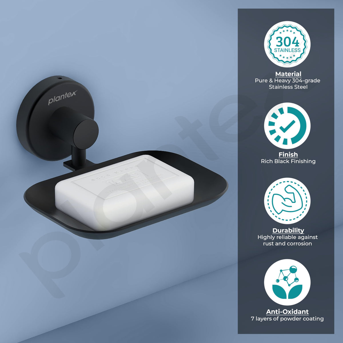 Plantex Galaxy 304 Grade Stainless Steel Single Soap Dish/Soap Stand/Soap Holder/Bathroom Accessories (Black)-4