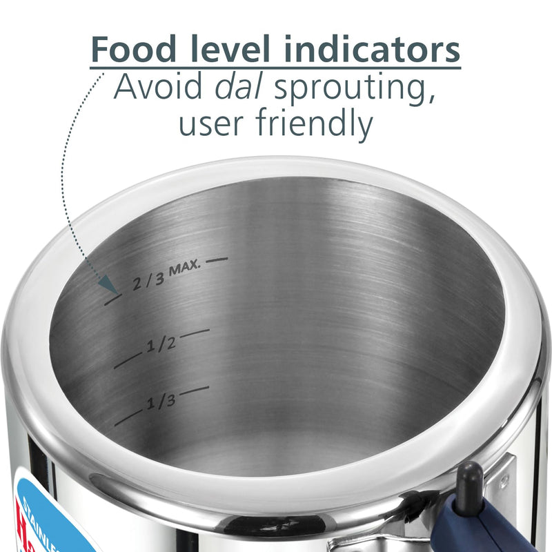 Hawkins 3 Litre Tall Stainless Steel Hevibase Pressure Cooker, Impact Bonded Base, Inner Lid Cooker, Silver (HSI3T)