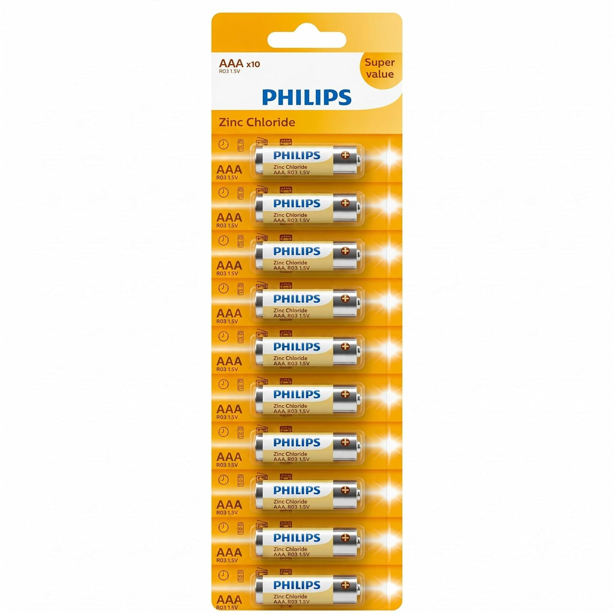 Philips R03G10B/94 AAA Zinc Chloride Battery (Pack of 10)