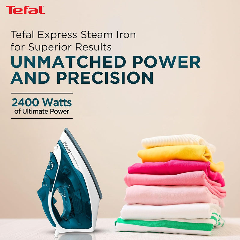 Tefal Express Steam Iron | No.1 Ironing Brand in Europe | 2400W | X-Glide Ceramic Soleplate | 210g/min Boost | 40g/min Steam | Wrinkle Remover | 2-Year Warranty