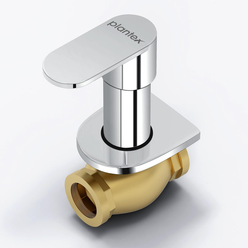 Plantex Pure Brass ORN-206 Angular Concealed Stop Cock/Concealed Stop Valve Tap For Bathroom With Teflon Tape & Adjustable Brass Wall Flange - 15mm (Mirror-Chrome Finish)-1
