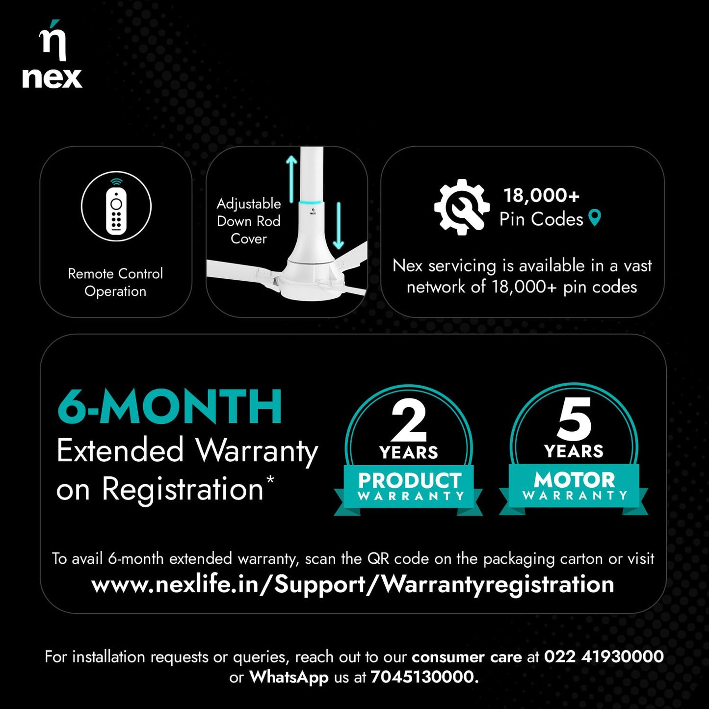 NNEX by BAJAJ Glyde A70 BLDC 1200 MM | BEE 5 Star Rated Premium Ceiling Fan with Remote | 20% Higher Air Thrust* | Airfluence™ Al Blades | 2-Yr Warranty | 5-Yr Motor Warranty 【Cotton White】