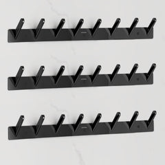 Plantex Wall Hooks for Hanging Cloth/Stainless Steel Towel Hangers/Bathroom Robe Hooks/Door Hangers/Square Wall Hook/Hook Rail for Hanging Keys - 8 Hooks (Pack of 3, PVD Black)-1