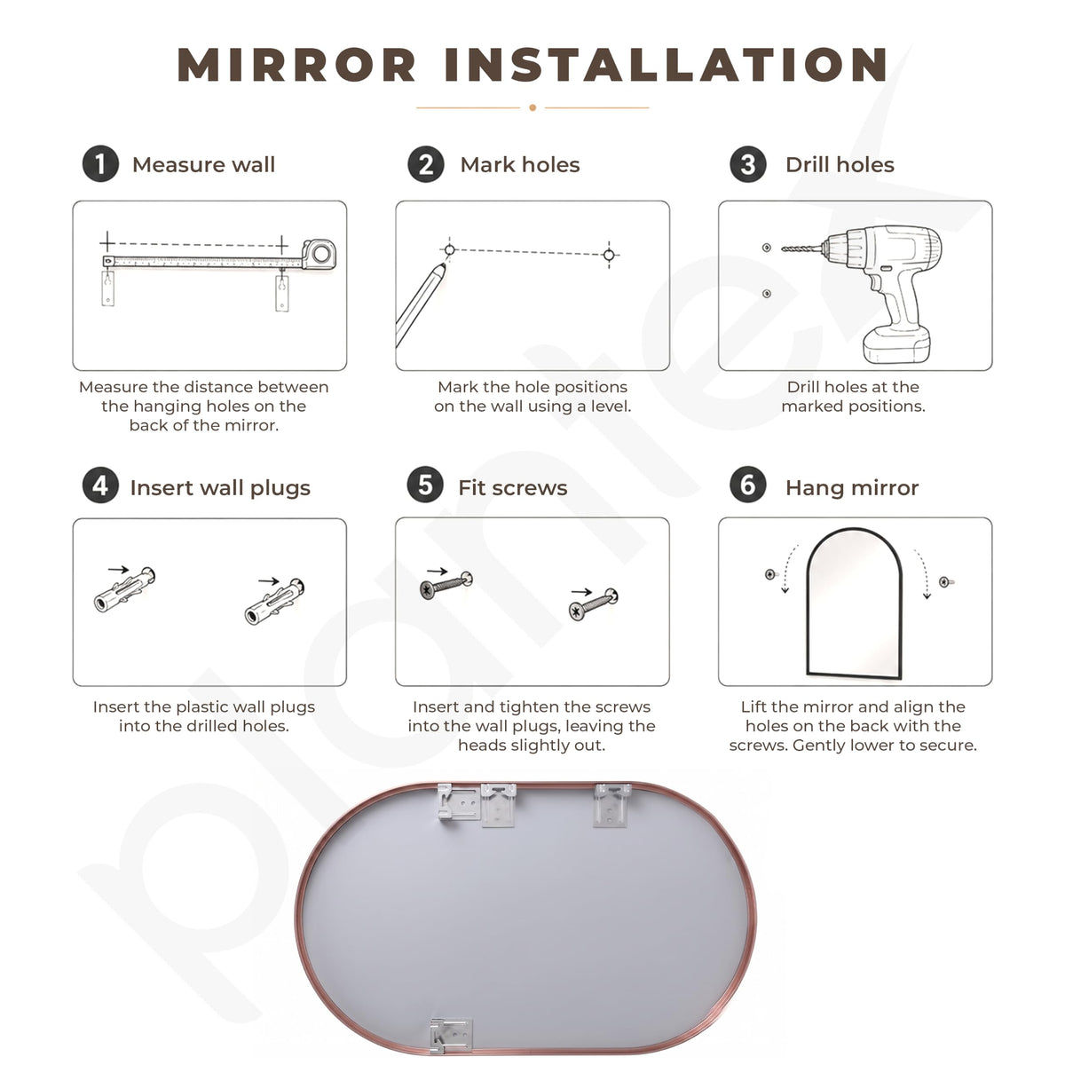 Plantex Aluminium Frame Mirror for Bathroom/Wall Mount Capsule Mirror for Bedroom/Dressing Room/Living Room/Entryway - (Rose Gold, 22x36 Inch)-5