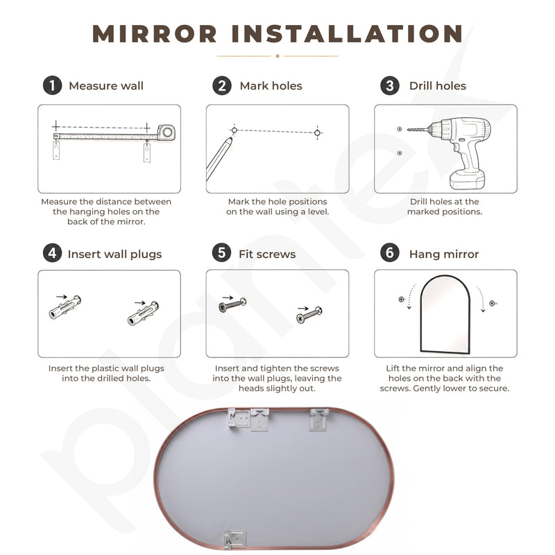 Plantex Aluminium Frame Mirror for Bathroom/Wall Mount Capsule Mirror for Bedroom/Dressing Room/Living Room/Entryway - (Rose Gold, 22x36 Inch)-5