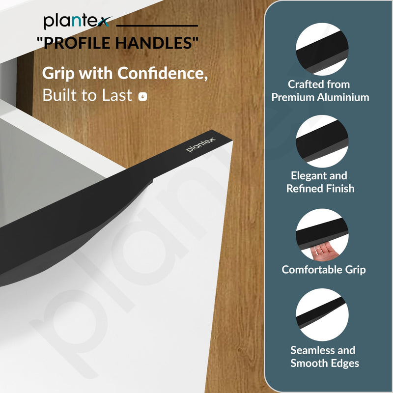 Plantex Profile Handle for Kitchen Cabinet/16 Inch Aluminium Drawer Profile Handle/Wardrobe Pull Handle for Home/Office/Hotel - Pack of 3 (Black) (Model APS-PF-1001)-2