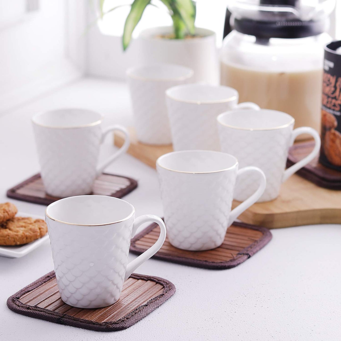 Clay Craft Fine Ceramic Coffee Mugs Set of 6 Perfect for Kitchen and Home Decor