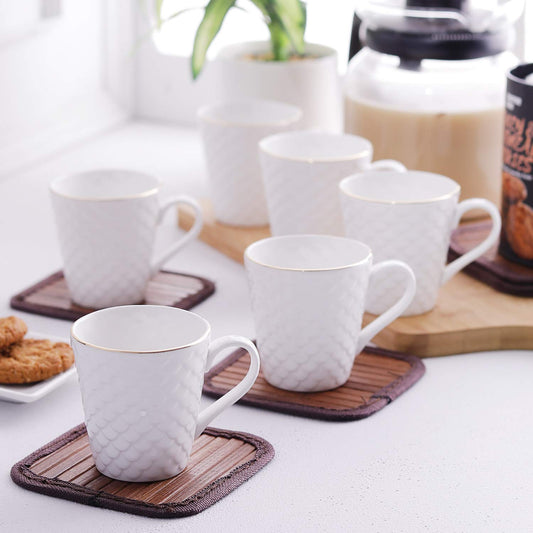 Clay Craft Fine Ceramic Coffee Mugs Set of 6 Perfect for Kitchen and Home Decor