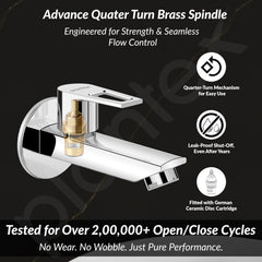 Plantex Pure Brass Bib Cock for Bathroom/Long Body Taps/Wall Mount Tap for Wash Basin with Teflon Tape & Wall Flange - Pack of 1 (Chrome, 3225)-2