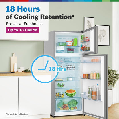 Bosch 243L 3 Star Inverter Frost free Double Door Refrigerator (2023 Model, CTC27S031I, 6-in-1 Convertible, 18 Hours Cooling Retention, Digital Display, Super Freeze, 80min Covert, Silver Inox)