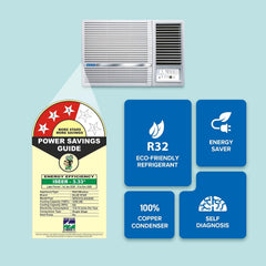 Blue Star 1 Ton 2 Star, New Star Rated, Window AC (Copper, 2 Way Swing, Multi Sensors, Blue Fins, Self Diagnosis, WFA312LXU, White)