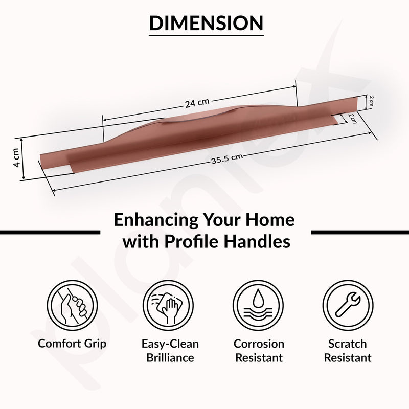 Plantex Profile Handle for Kitchen/14 Inch Drawer Profile Handle/Aluminium Wardrobe Pull Handle for Home/Office/Hotel - Pack of 3 (Rose Gold)-3