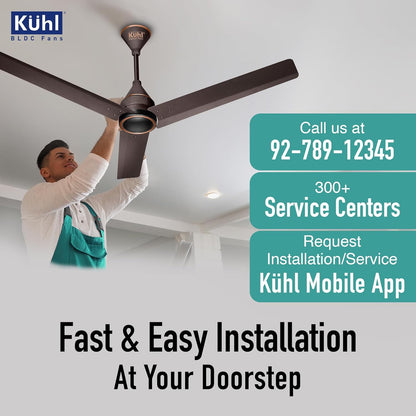 KUHL Arctis A4 1200 mm BLDC 65% Power Saving BLDC Ceiling Fan With Remote | BEE 5 Star Rated & ISI Marked | High Air Flow | 5 Year Warranty on Motor | Espresso Dual