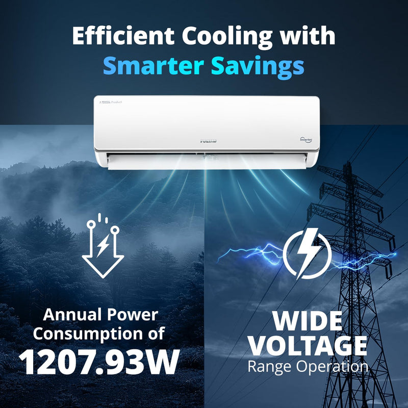 Voltas 243V Vectra CAJ 2 ton 3 star inverter Split AC |4-IN-1 Adjustable mode|Energy Efficient| Anti dust filter with Anti-microbial coating| Sleep mode | Copper Condenser Coil | White
