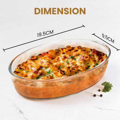 AGARO Elite Borosilicate Glass Baking Tray for Kitchen, 1600 ml, Baking Dish, Serving Bowl, OTG, Oven & Microwave, Dishwasher and Freezer safe, Oval, Transparent, Glass Bowl Container