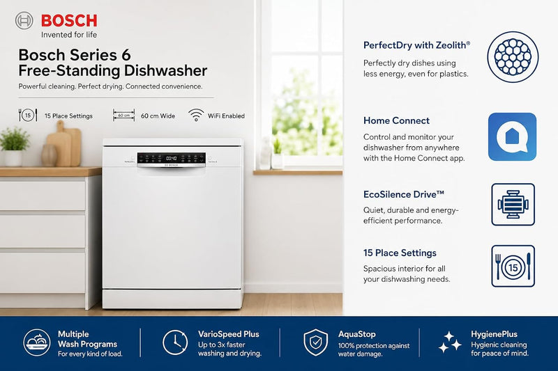 Bosch Series 6 15 Place Settings Free Standing Dishwasher (SMS6ZCW37Q)-2