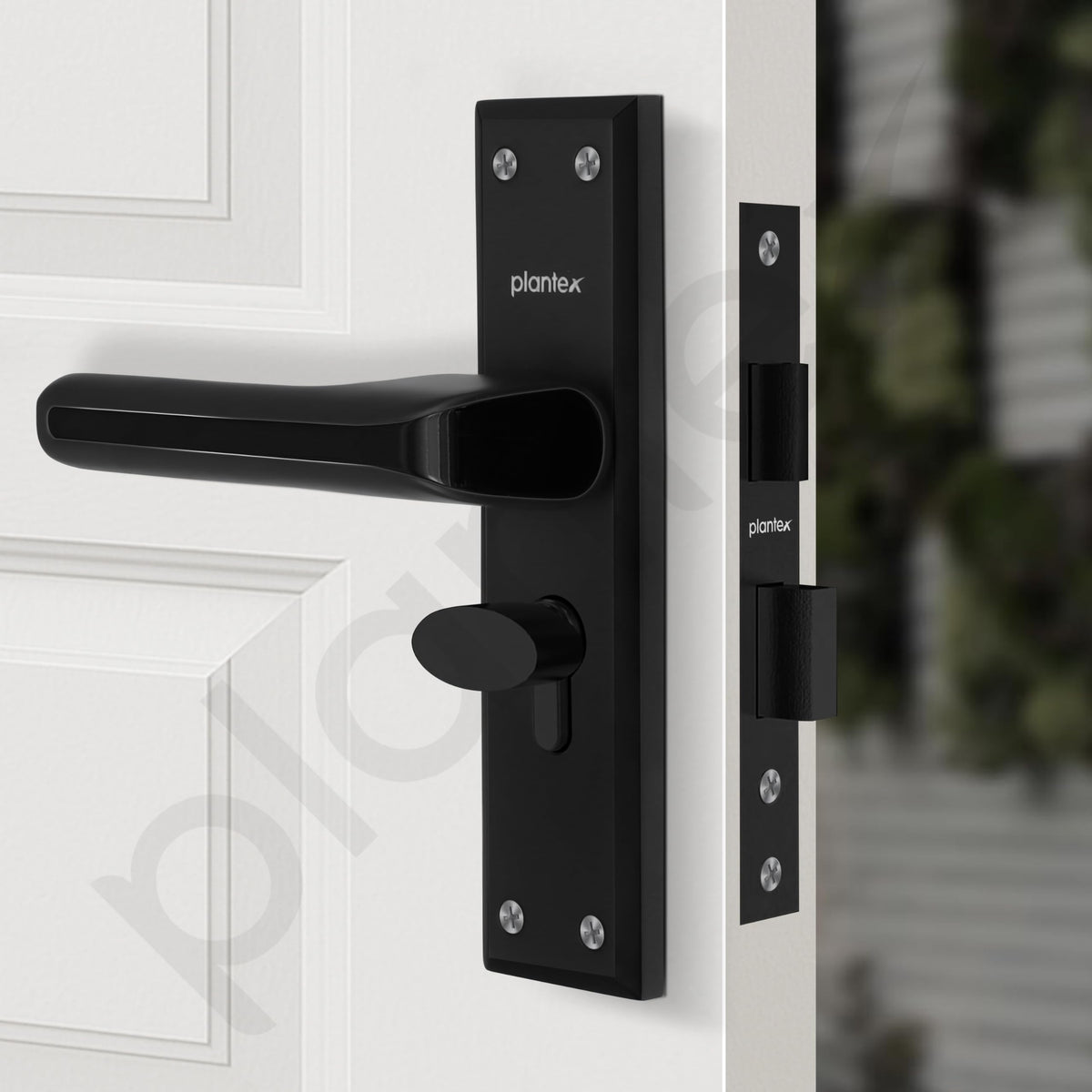 Plantex Heavy-Duty Door Lock Set - Main Door Lock Plate Handle Set/6-Lever Mechanism Mortise Locks with 3 Keys/Brass Locks Body & Cylinder (PTP-012- Black)-4