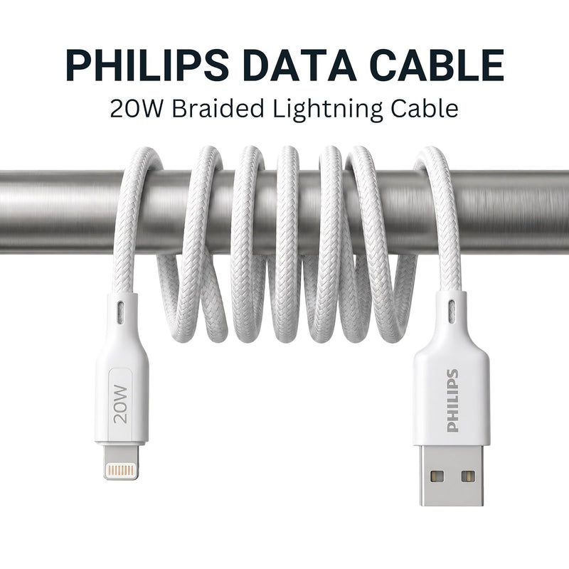 Philips DLC4150VW/94 20W iPhone Original Type-A to Lightning Fast Charging Cable (1.5m, Bright White)
