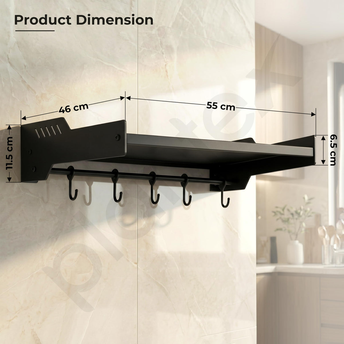 Plantex Oven Stand for Kitchen/GI Steel Oven Stand/Wall Mounted Oven Organizer for Home/Kitchen - Pack of 1 (Black)-3