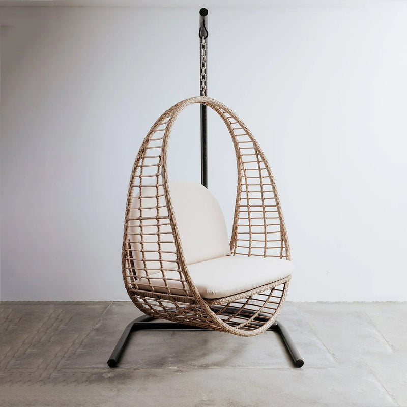 Floom Single Seater Hanging Swing With Stand For Balcony , Garden Swing (Tan)