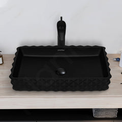 Plantex Ceramic Wash Basin for Bathroom/Table Top Ceramic Basin/Washbasin for Bathroom (Black - 24 x 14 x 5 Inch)-6