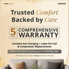 Voltas 1.5 ton 5 Star, New star rated, Inverter Split AC (Copper, Convertible 6-in-1 Cooling Modes, Auto Clean, Sleep Mode with Hidden Display, Memory Restart (185INV VENUS LUXE, White)